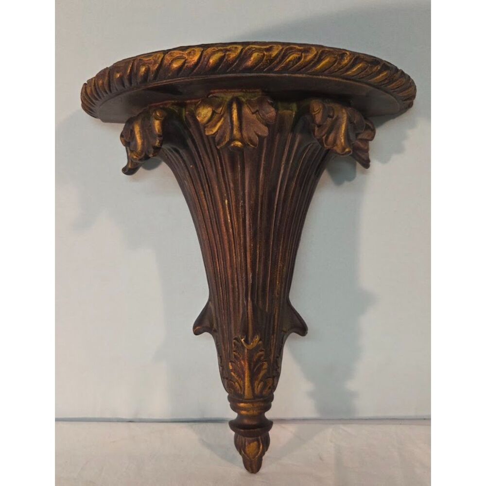 Vintage Ornate Wall Shelf Sconce Gold Bronze Finish Decor